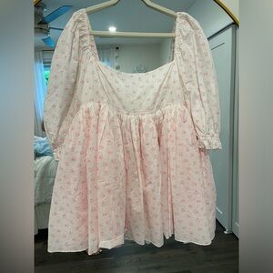 SELKIE mini puff pink and white floral dress